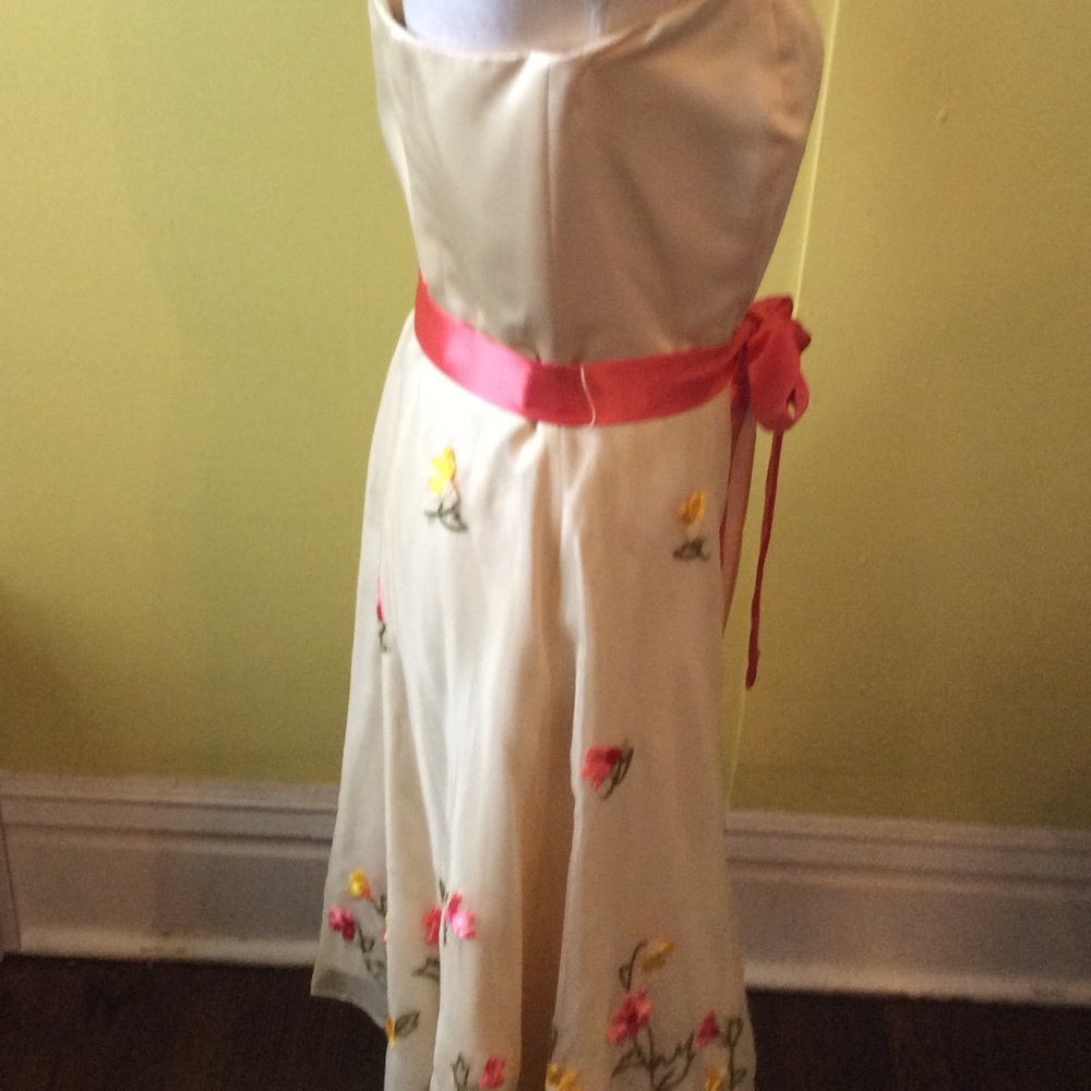 Spenser Jeremy Strapless Cream Floral Dress Sz 10 - Picture 6 of 15